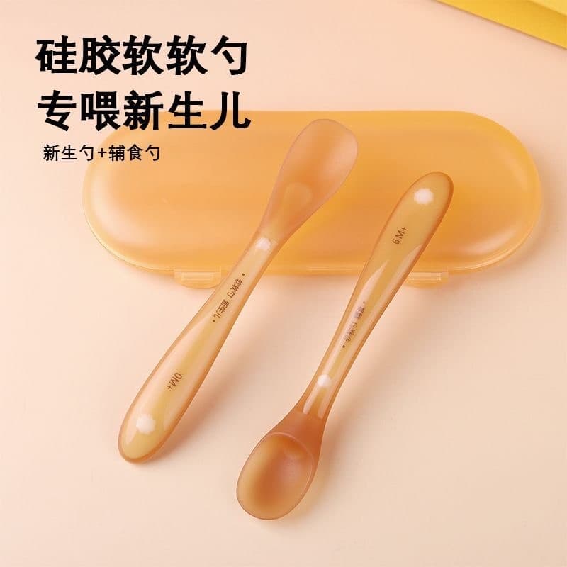 Colher macia de Silicone para bebês, colher macia para suplemento alimentar para bebês recém-nascidos, ponta macia dedic