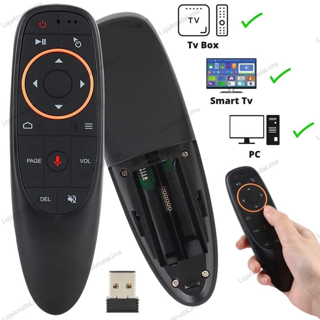 Controle Remoto Para Tv Smart Box Air Mouse Usb Com Comando De Voz