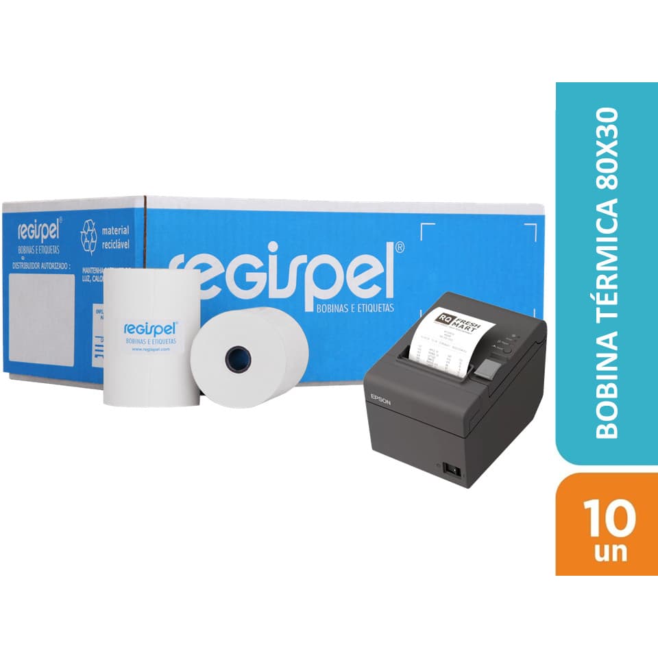 30 Bobinas Térmicas 80mm 80x30 Cupom Fiscal Ecf Sat Pdv