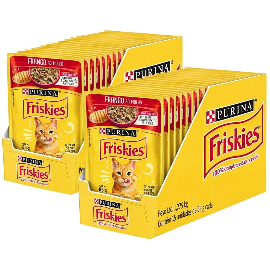 Kit 30 Unidades - Sachê Friskies Frango ao Molho 85g - Alimento Úmido para Gatos