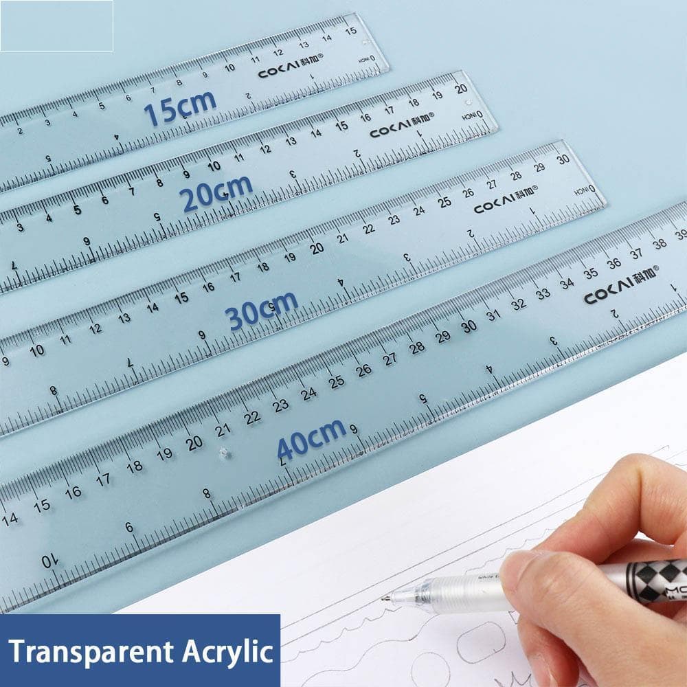 Régua Reta AUNLFI , De Medição Transparente De 15 Cm 20 30 40 Desenho Multifuncional De Plástico