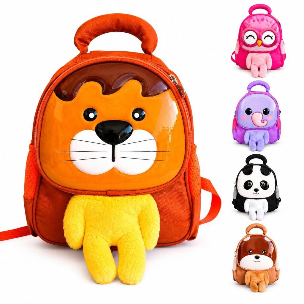 Mochila Infantil Leão 3D Escolar Menina Menino 30 cm Para Escola Creche Passeio Dia a Dia