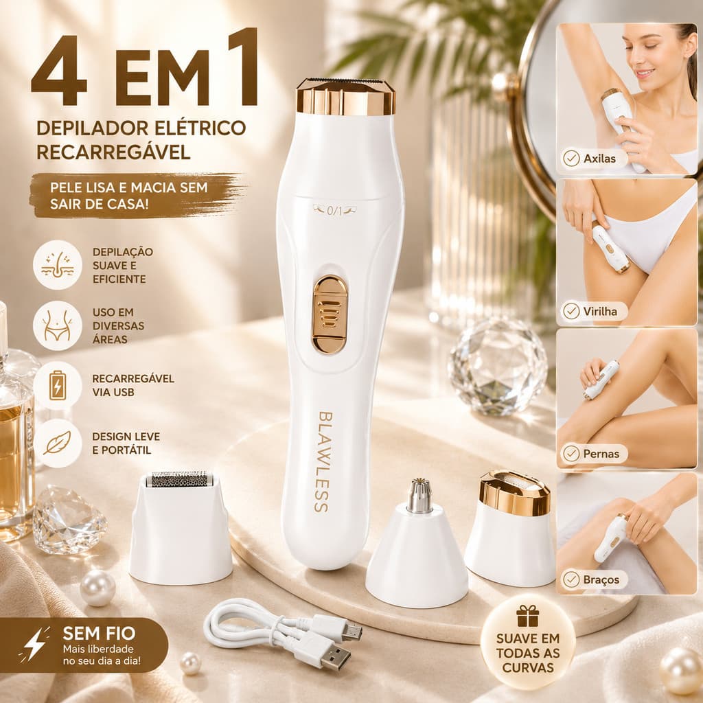 Depilador Elétrico 4 em 1 Recarregável USB / Aparador de Precisão para Rosto, Corpo e Áreas Delicadas---WYL Store