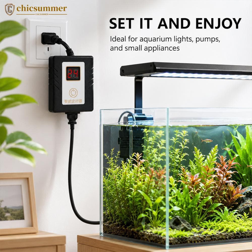 CHICSUMMER Interruptor De Temporizador Inteligente De Ciclo De 24 Horas Para Luz De Aquário Bomba UV Tomada De Economia