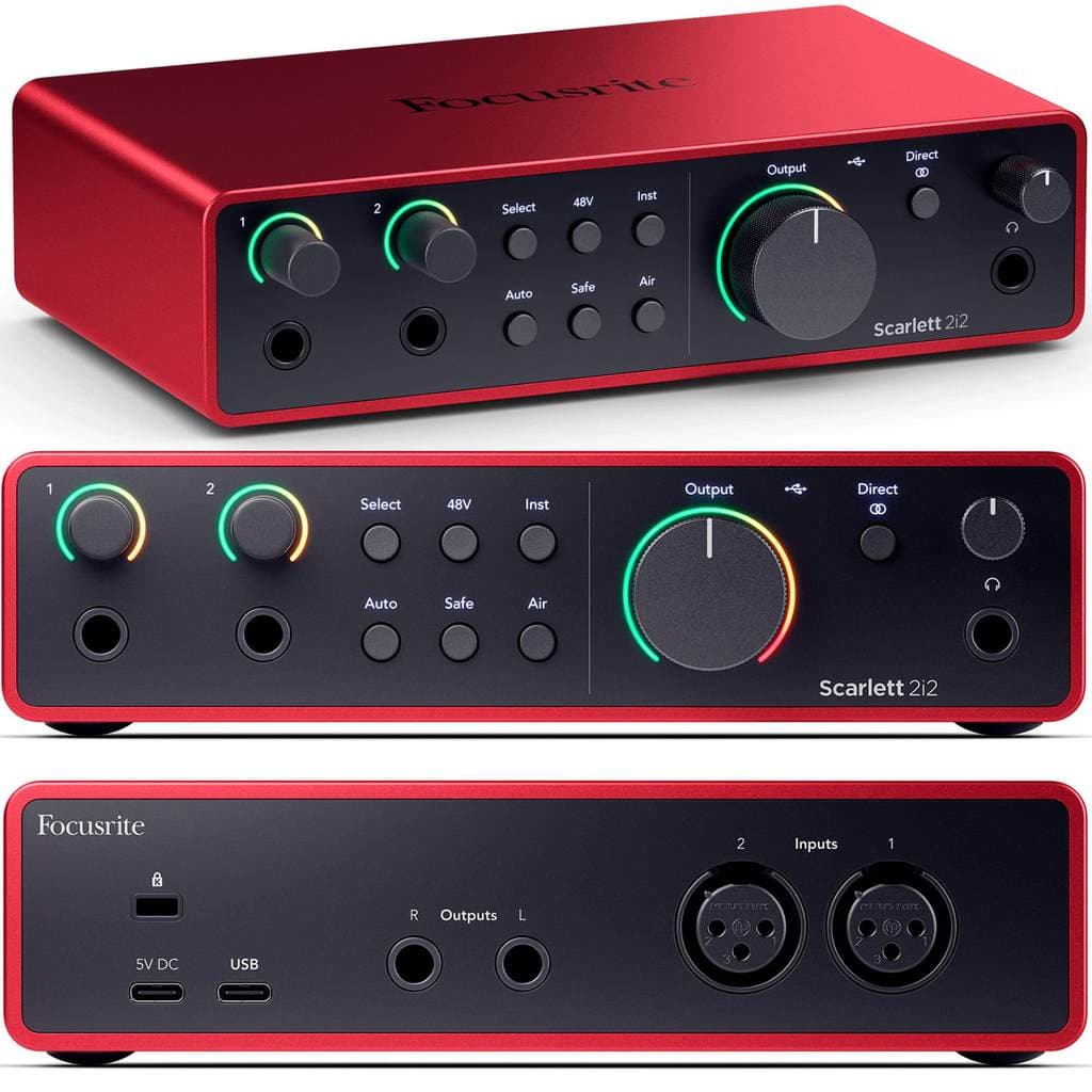 Interface de áudio Focusrite Scarlett 2i2 USB-c de 4ª Geração Cor Vermelha