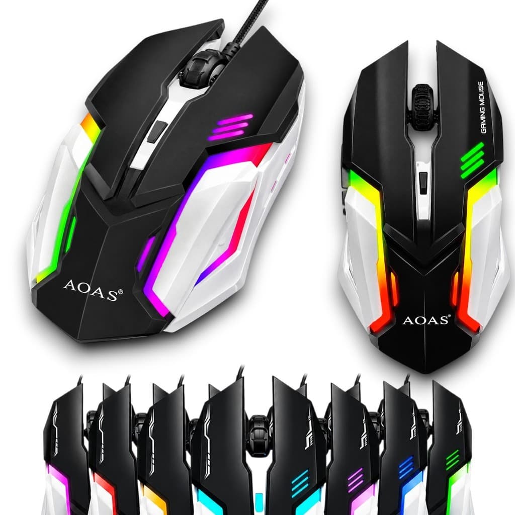 Mouse gamer 6 botões com LED RGB 4800 Dpi ajustável