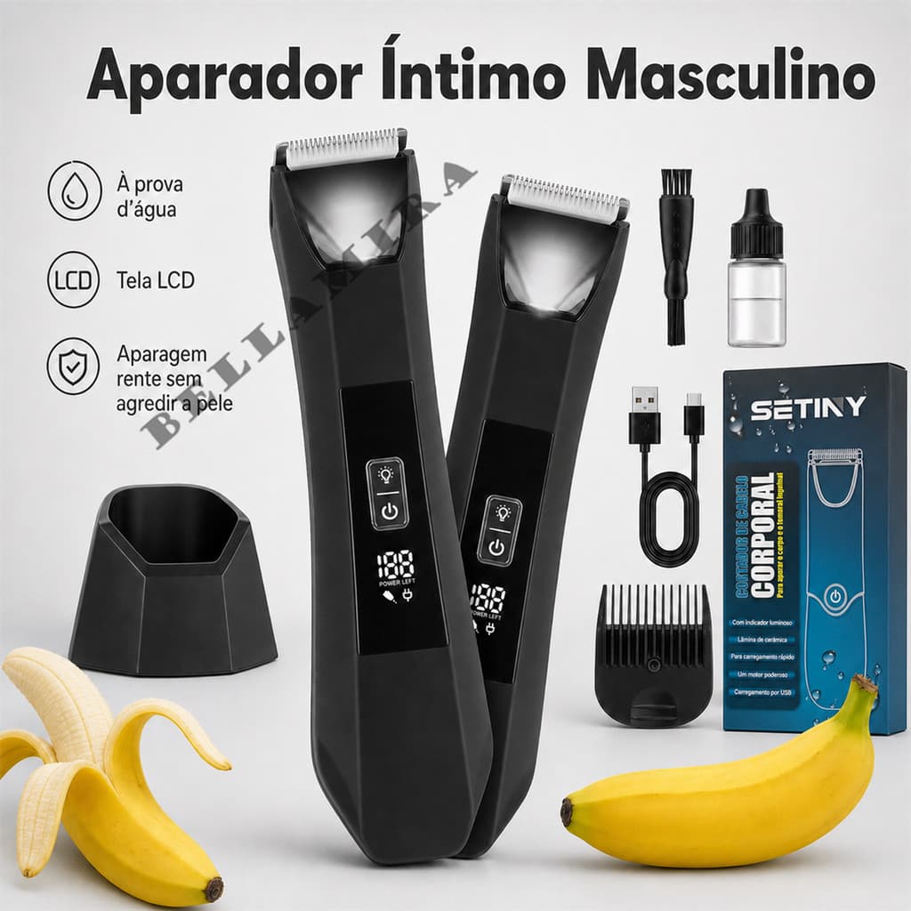 Cabelo Do Corpo Masculino Clipper Elétrico Tela De Exibição Digital Barbeador Elétrico ÀProva D'água Carregamento Type-C