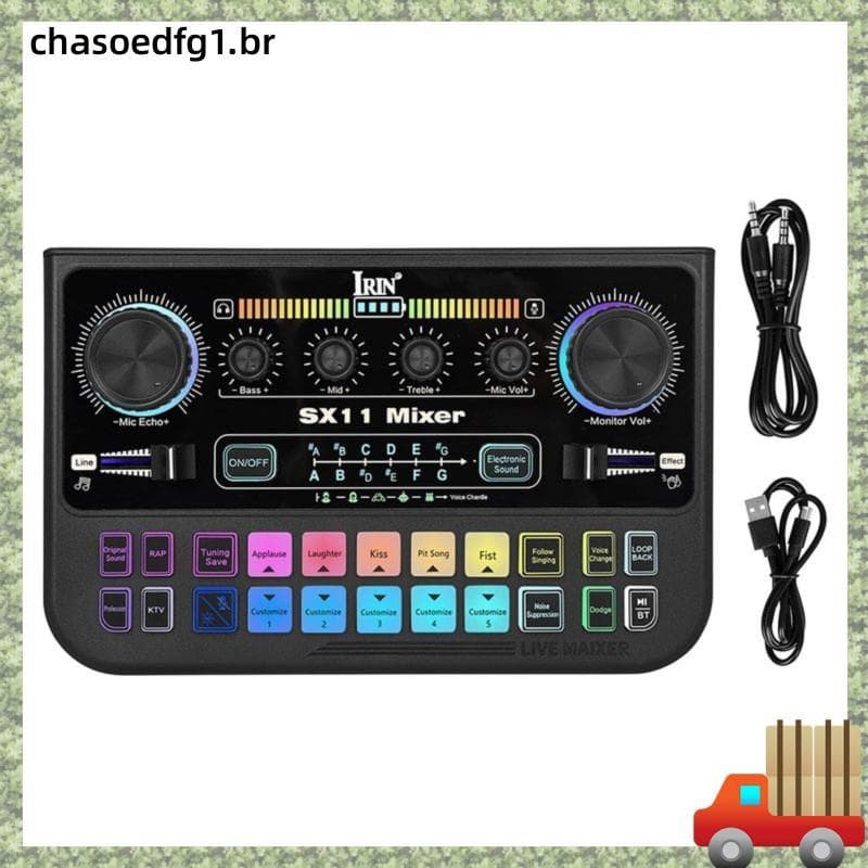 Placa De Som Ao Vivo Do Mixer De Áudio SX11 Com Tela LED Equalizador De 3 Segmentos Interface TRRS De 3.5 Mm Para Dj