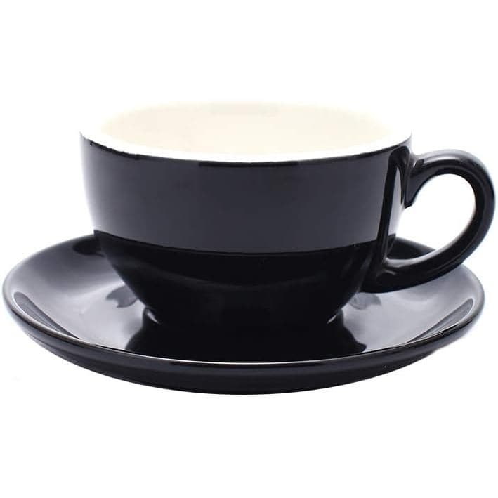 Xícara e Pires Coffeezone Cappuccino Barista para Latte Art e Americano, Nova, China, para Cafeteria (Preto Brilhante, 8