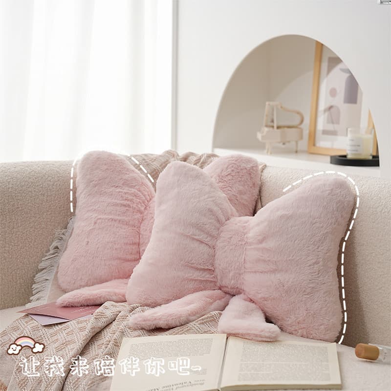 Almofada de sofá rosa com um laço simples, modelo YTF1