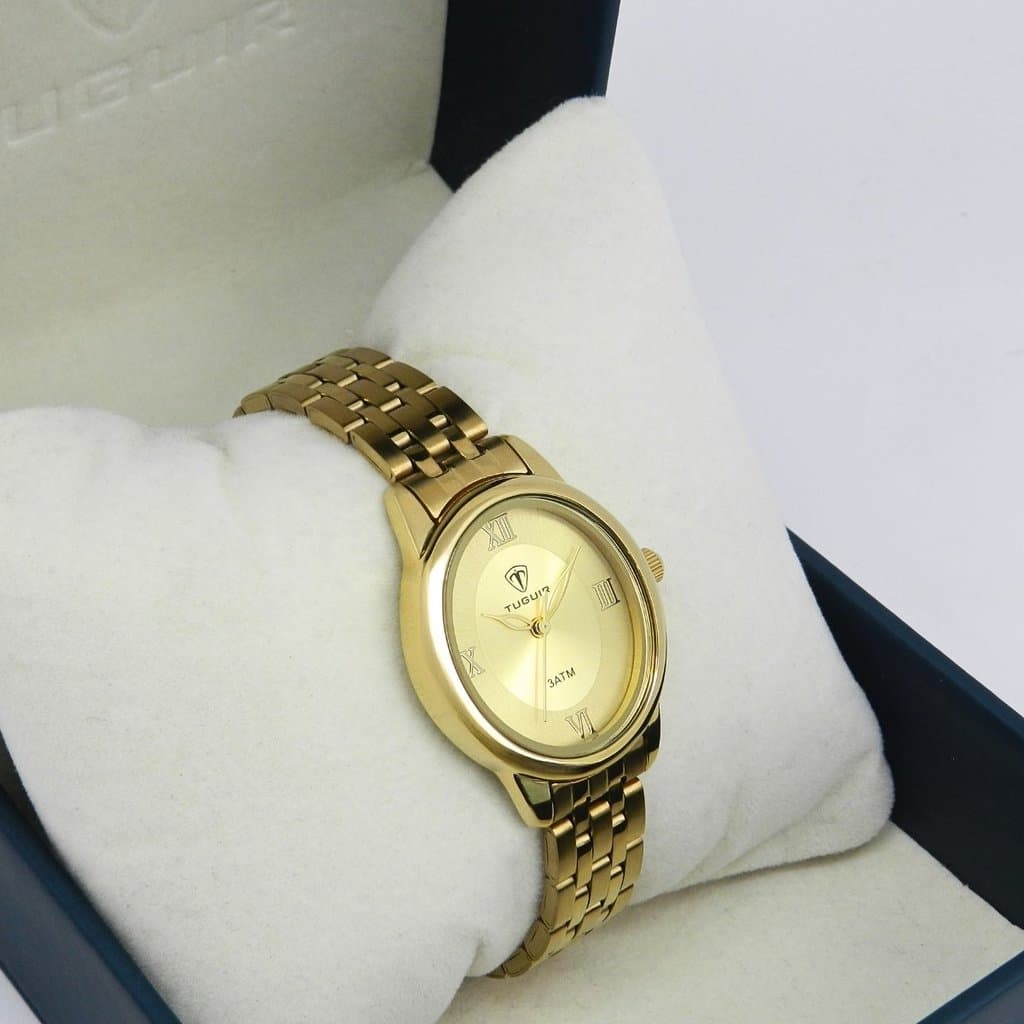 Relógio Feminino Tuguir Analógico TG30472 Dourado (Resistente à água 5ATM, Vintage, Luxuoso, Charmoso, Fashion)