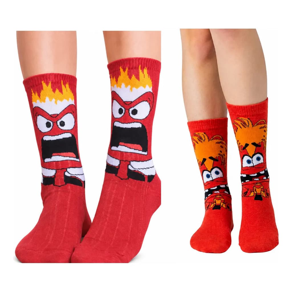 Kit 2 Meias Longa Frio Divertida Mente Estampadas Personagem