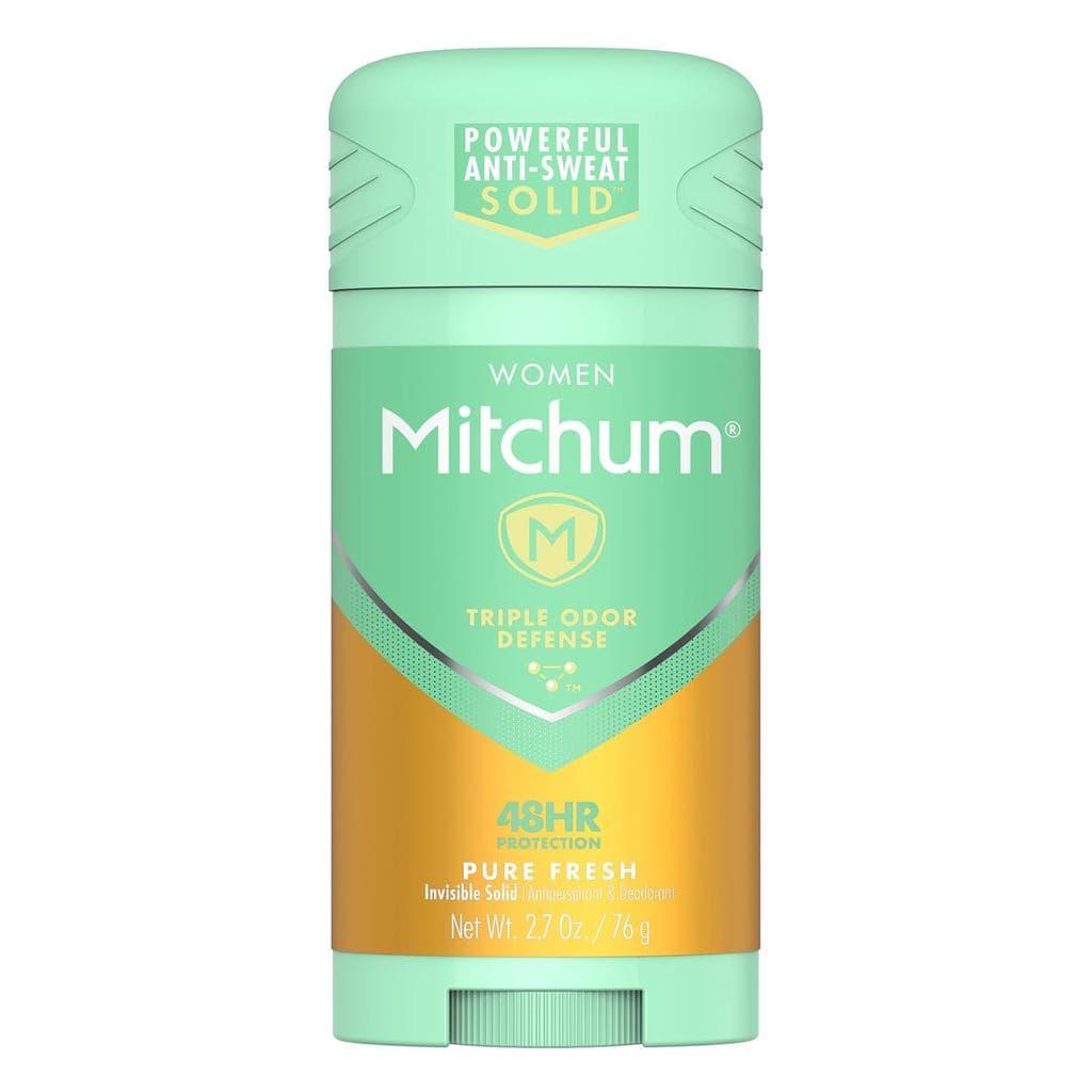 Desodorante Antitranspirante Sólido Invisível Mitchum para Mulheres, Defesa Tripla contra Odor, Pure Fresh, 2.7 oz FSJN