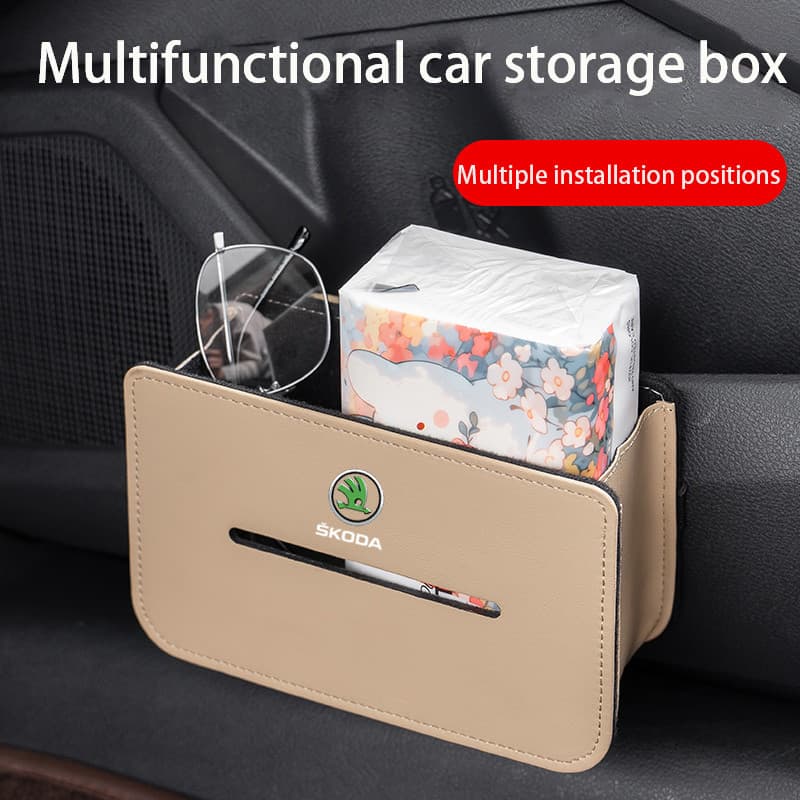 Suporte De Toalha De Papel Para Carro Skoda KODIAQ FABIA Octvia YETI SUPER Caixa De Armazenamento , Organizador De Tecid