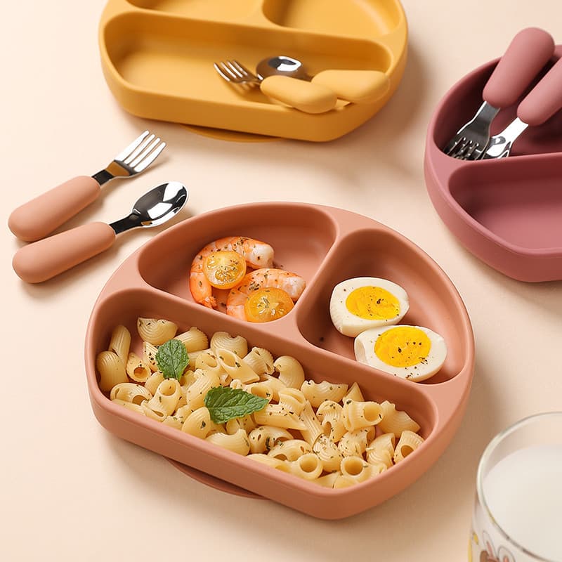 Placa de suplemento alimentar para bebês Ventosa de Silicone independente para alimentos Placa de suplemento alimentar p