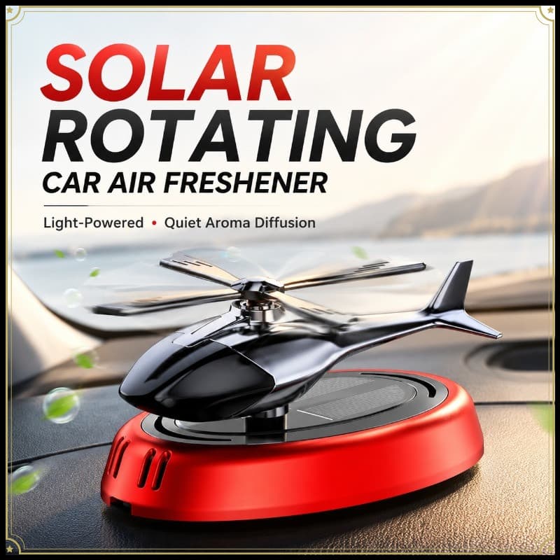Helicóptero Movido A Energia Solar Carro Ambientador Rotativo Hélice Painel Perfume Ornamento Decoração Interior