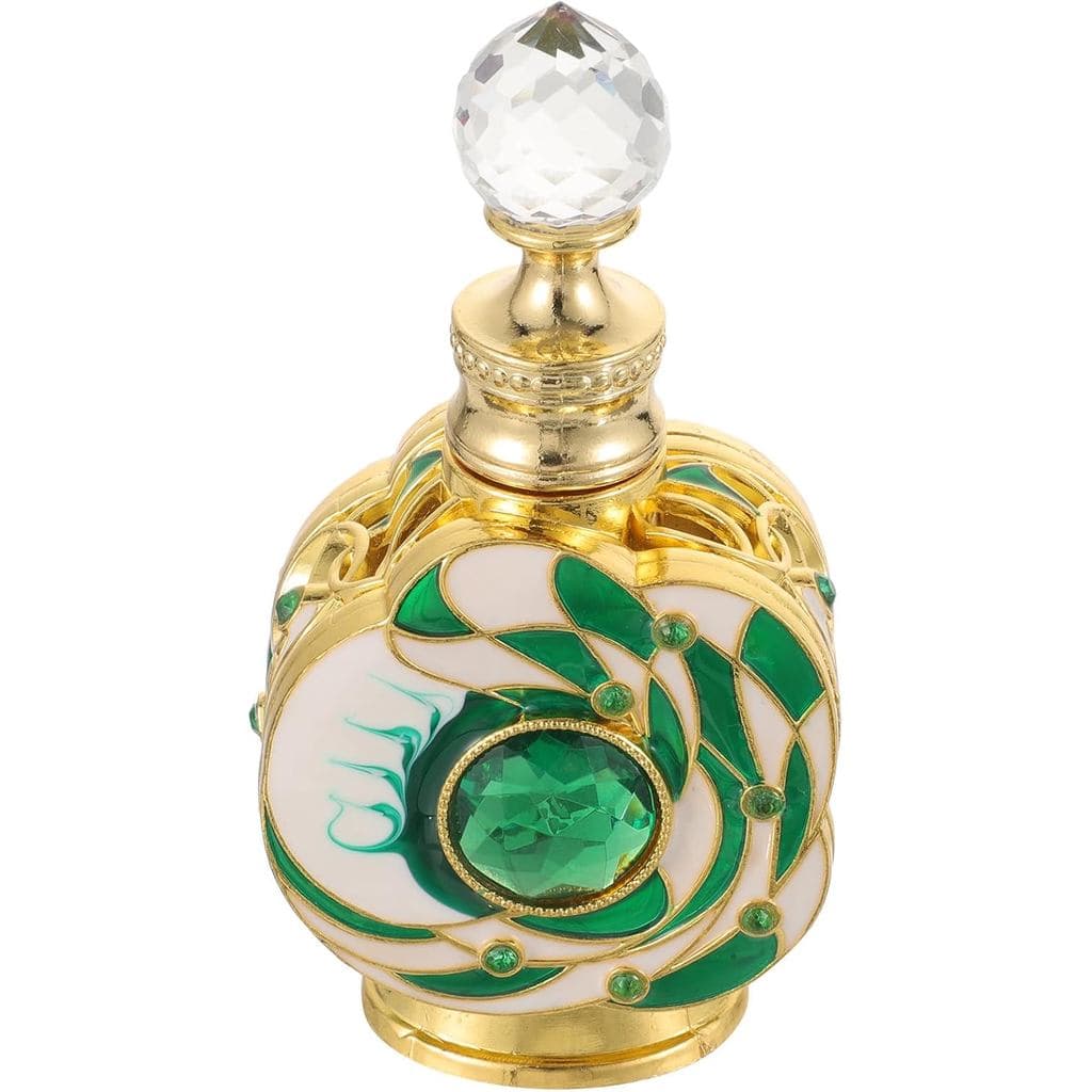 Frasco de Perfume Recarregável Zerodeko de 12ml, Verde Vintage, de Metal, com Design Floral, Porta-Óleo Essencial para V