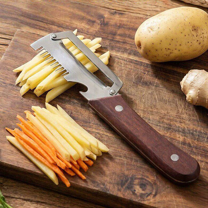 Cortador de Cebola Multifuncional 3 em 1 de Aço Inoxidável, Utensílio de Cozinha Doméstico para Abrir Garrafas, Descasca