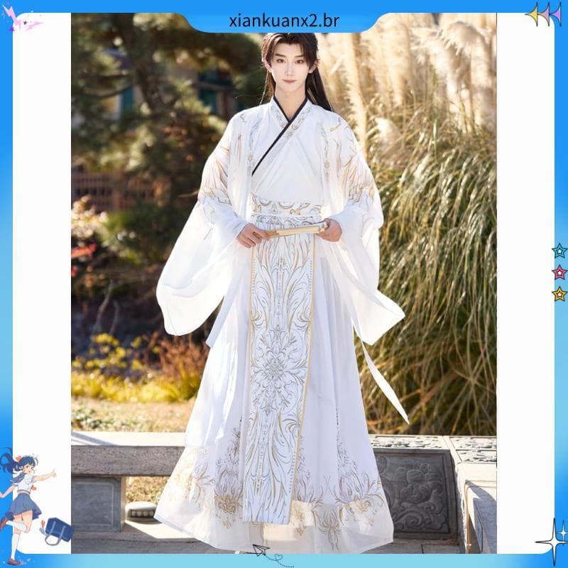 Original hanfu roupas masculinas estilo chinês traje antigo artes marciais fada escuro legal hanfu gola cruzada Robe fil