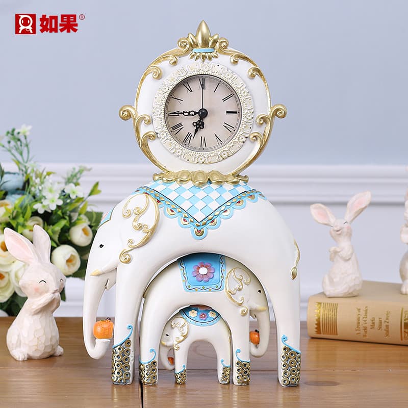 Europeu criativo único sala de estar decorações para casa elefante relógio Vertical relógio de mesa artesanato ornamento