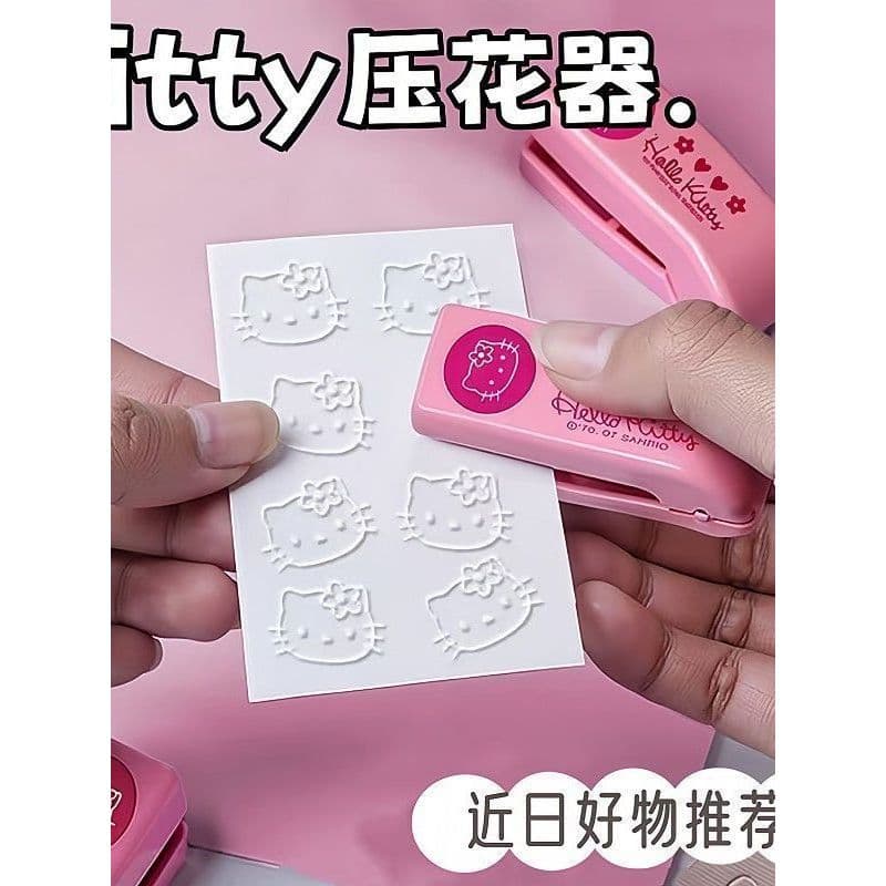 Xiaohongshu mesmo estilo hellokitty embosser Metal gravação perfurador selo embosser bonito kt gato