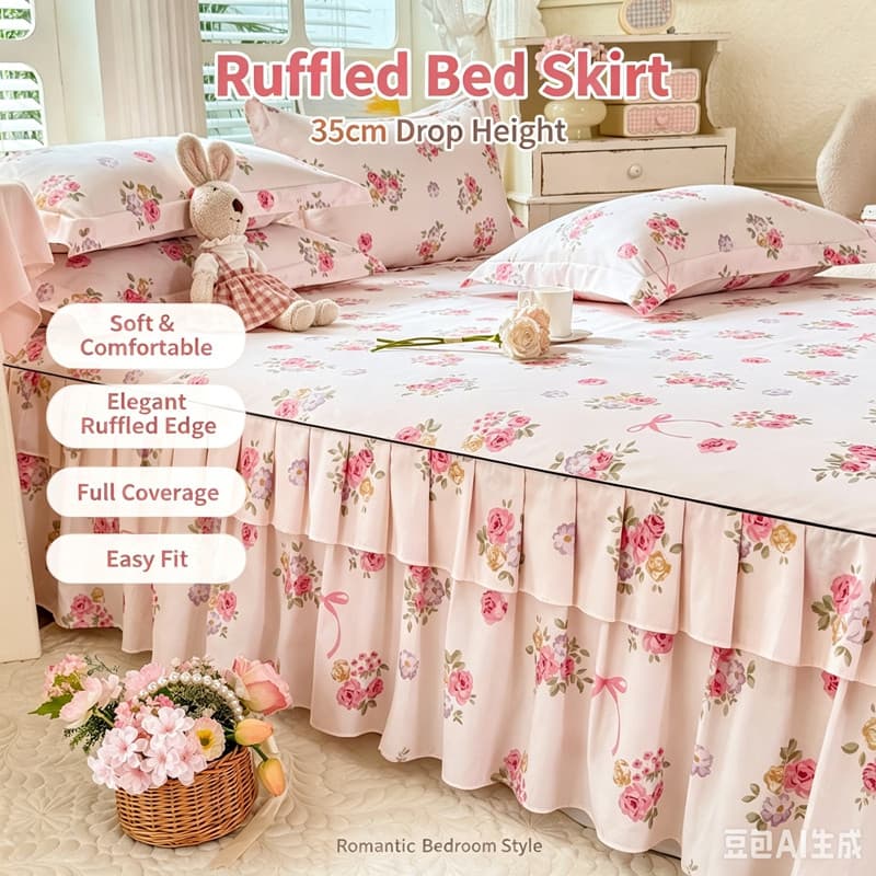 Saia De Cama De Renda Babado Floral Estilo Coreano Lençol Romântico Cadar Colcha De Camada Dupla Queen King Size