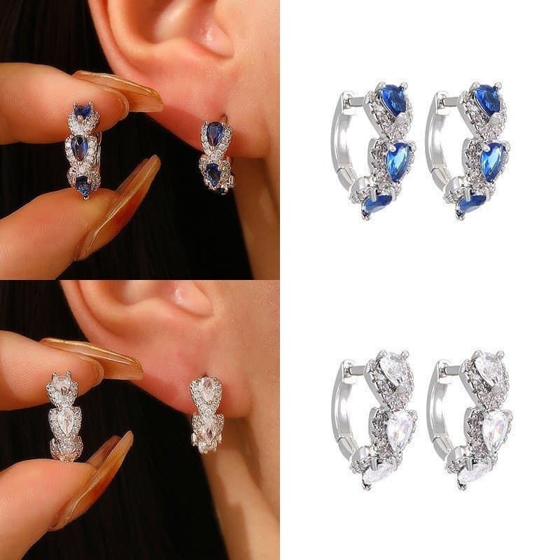 Brincos de zircônia colorida, elegantes brincos de senhora europeia e americana em formato de lágrima, estilo revista