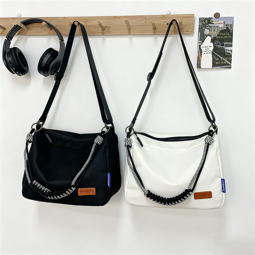 Unissex Bolsa Transversalde Nylon Impermeável Bolsa De Ombro Com Grande Capacidade Para Estudantes À prova de respingos