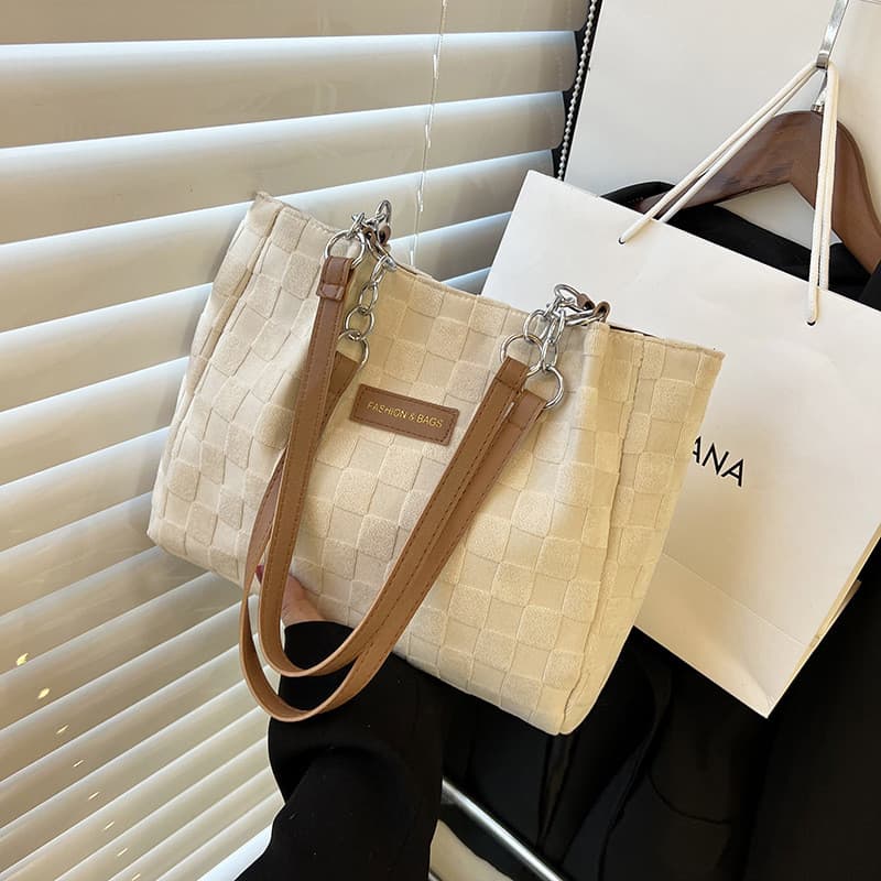 Bolsa de ombro de grande capacidade para mulheres, nova bolsa texturizada da moda 2026, bolsa casual versátil para uso d