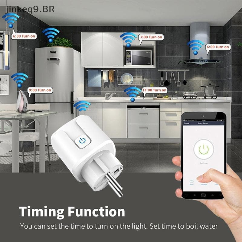 Jin Tomada Inteligente WiFi Soet Ue 16A/20A Com Monitor De Energia Função Temporização Tuya Vida Controle APP Funciona A