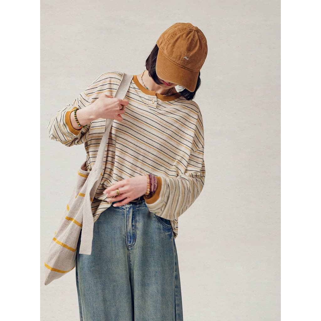 Tecelagem exclusiva exportação Han linho algodão orgânico cor combinando linha solta estilo Preppy fio tingido leve list