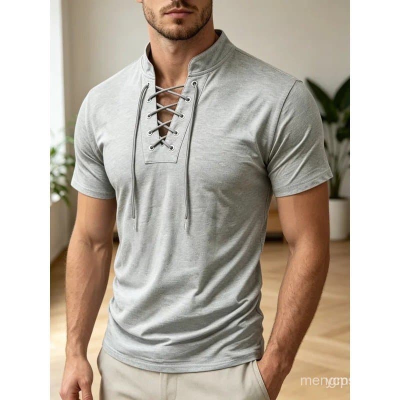 Camisa Masculina de Verão Nova, Confortável, Estilo Europeu e Americano, Casual Retrô de Manga Curta, Inspirada em Ren