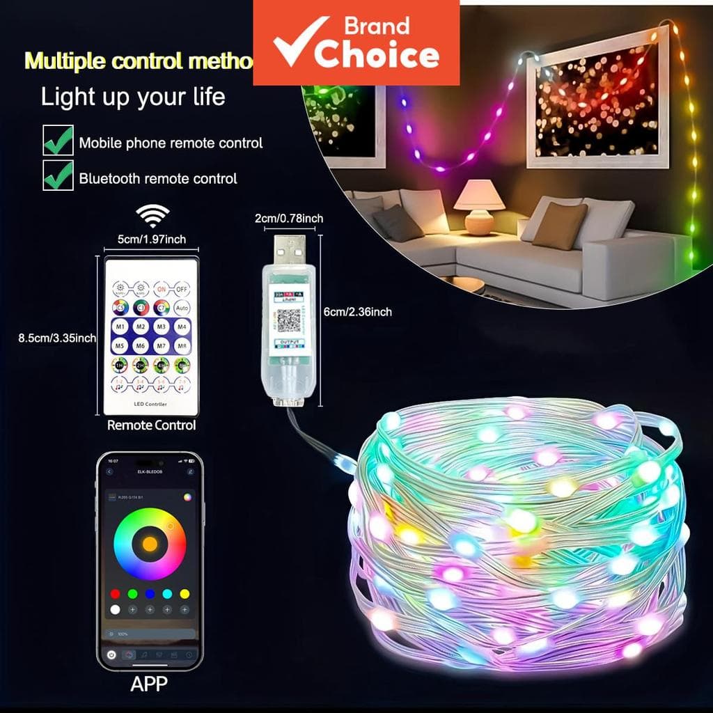 AXUS Luzes de Corda de LED Mudança de Cor RGB 16 Milhões de Cores, Lâmpada de Festa ao Ar Livre Inteligente Bluetooth