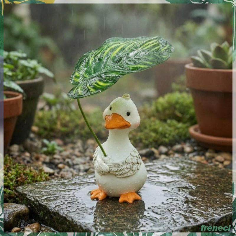 [Freneci] Folha Guarda-Chuva Pato Ornamento Textura Trançada De Jardim De Amarelo