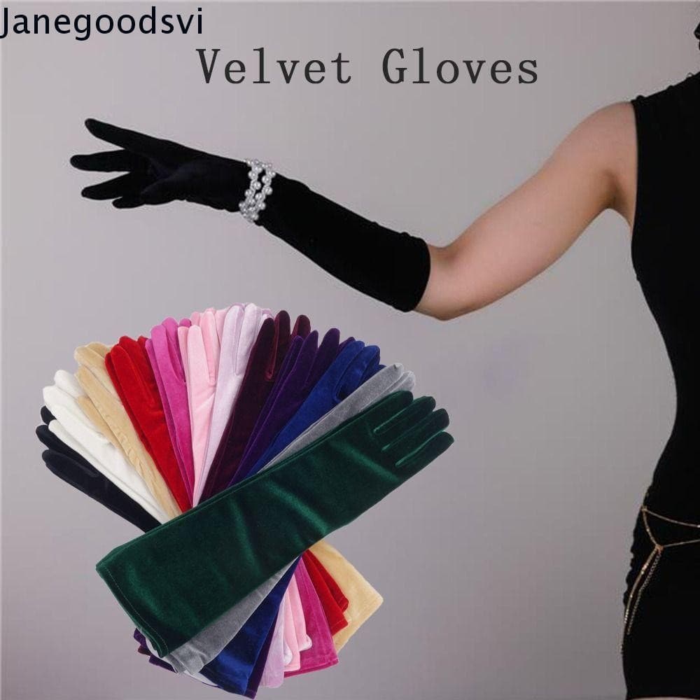 Luvas Longas JANEGOODSVI , De Veludo Preto/Branco/Vermelho Vinho Azul Real , Acessórios Para Vestido De Noite