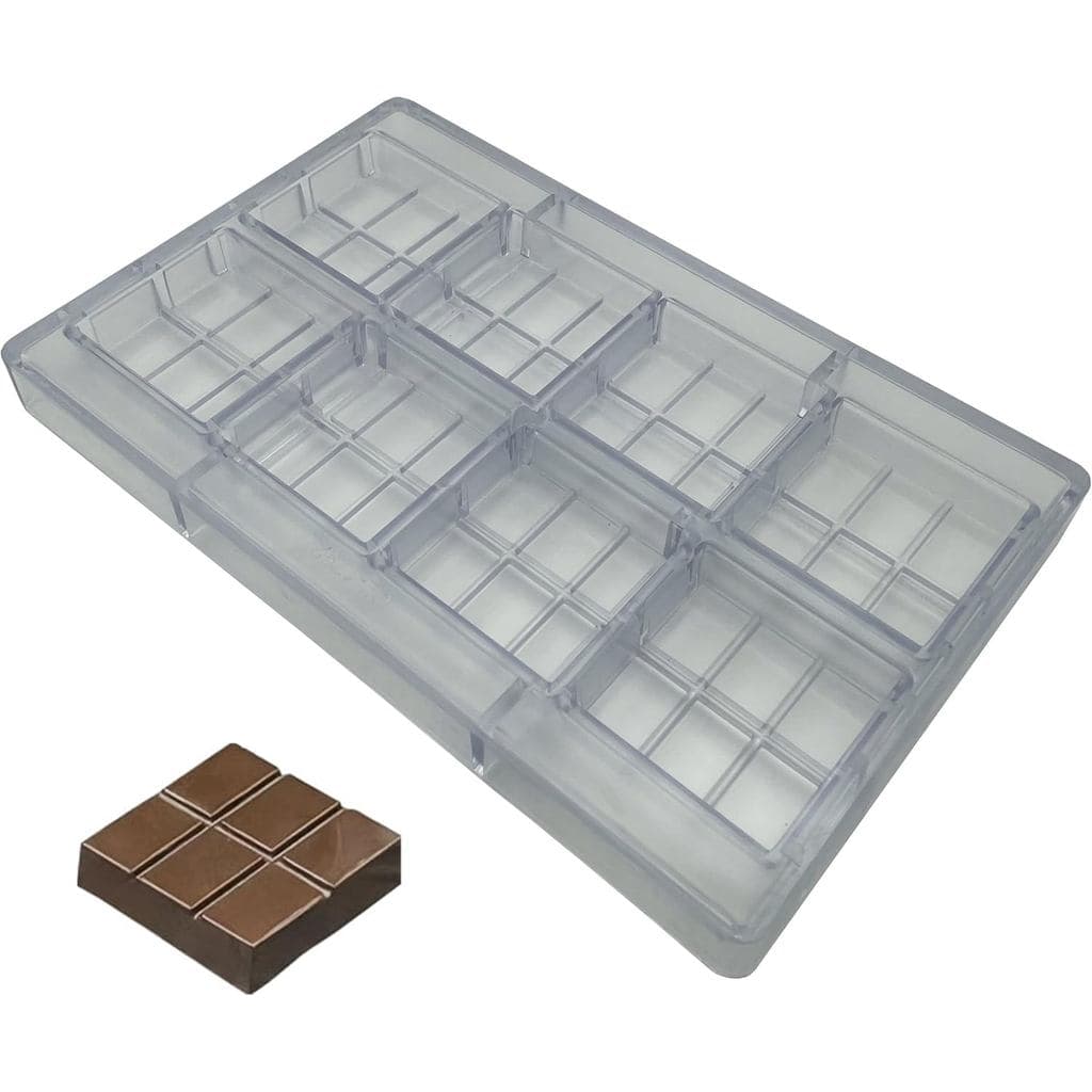 Molde Profissional para Barras de Chocolate com 8 Cavidades e 6 Seções, Bandeja de Plástico Transparente para Fazer Doce