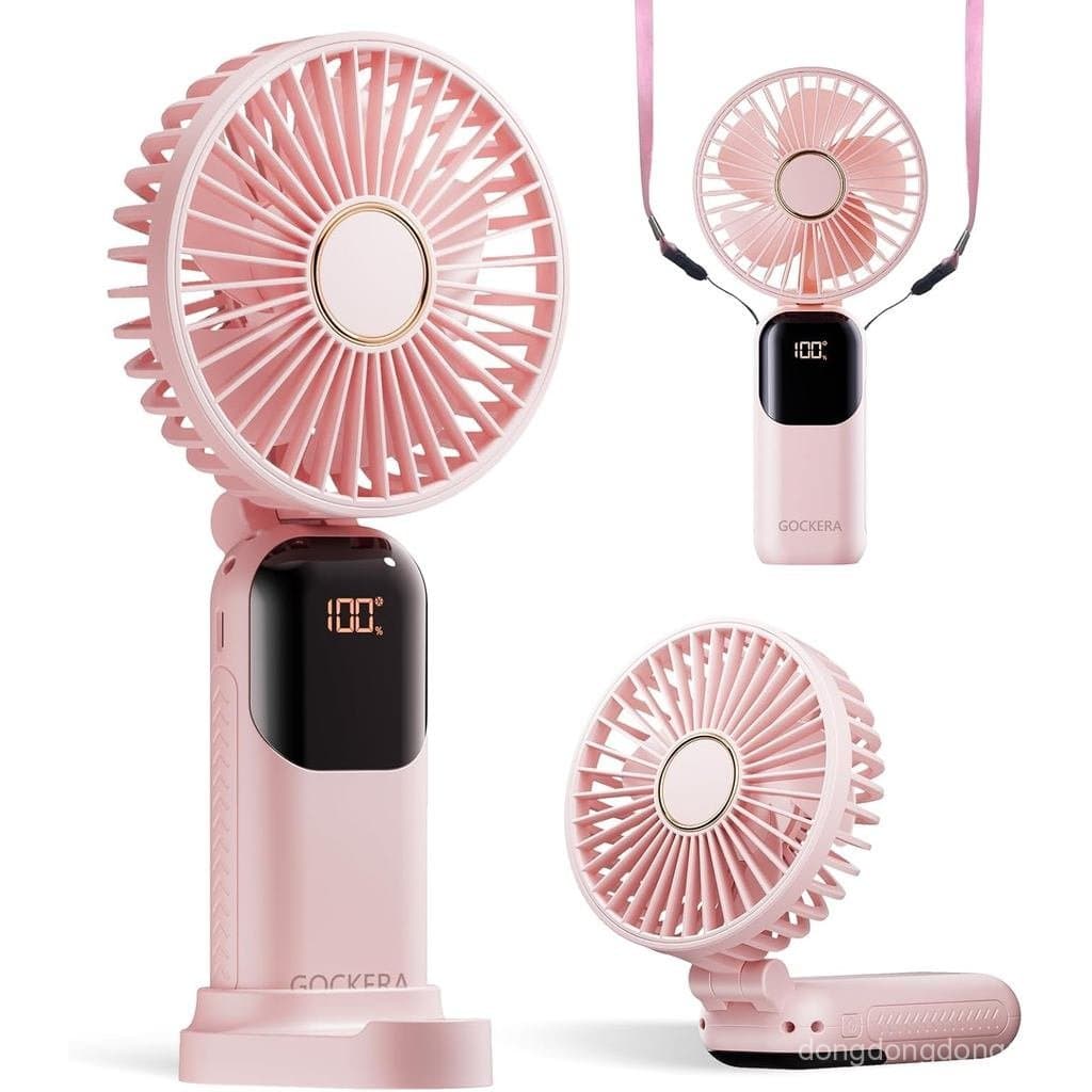 Ventilador Portátil GOCKERA, Ventilador Operado por Bateria de 4200mAh, 5 Velocidades e Display Digital, Ventiladores de