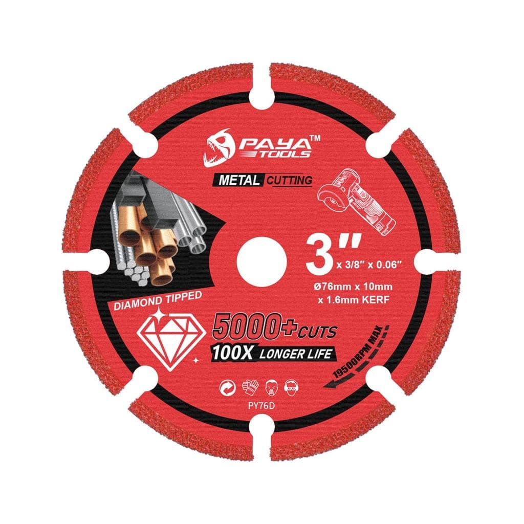 Disco de Corte Diamantado Brasado 3 x 3/8 Polegadas para Metal, Disco de Corte com Mais de 5000 Cortes em Vergalhão, Aço