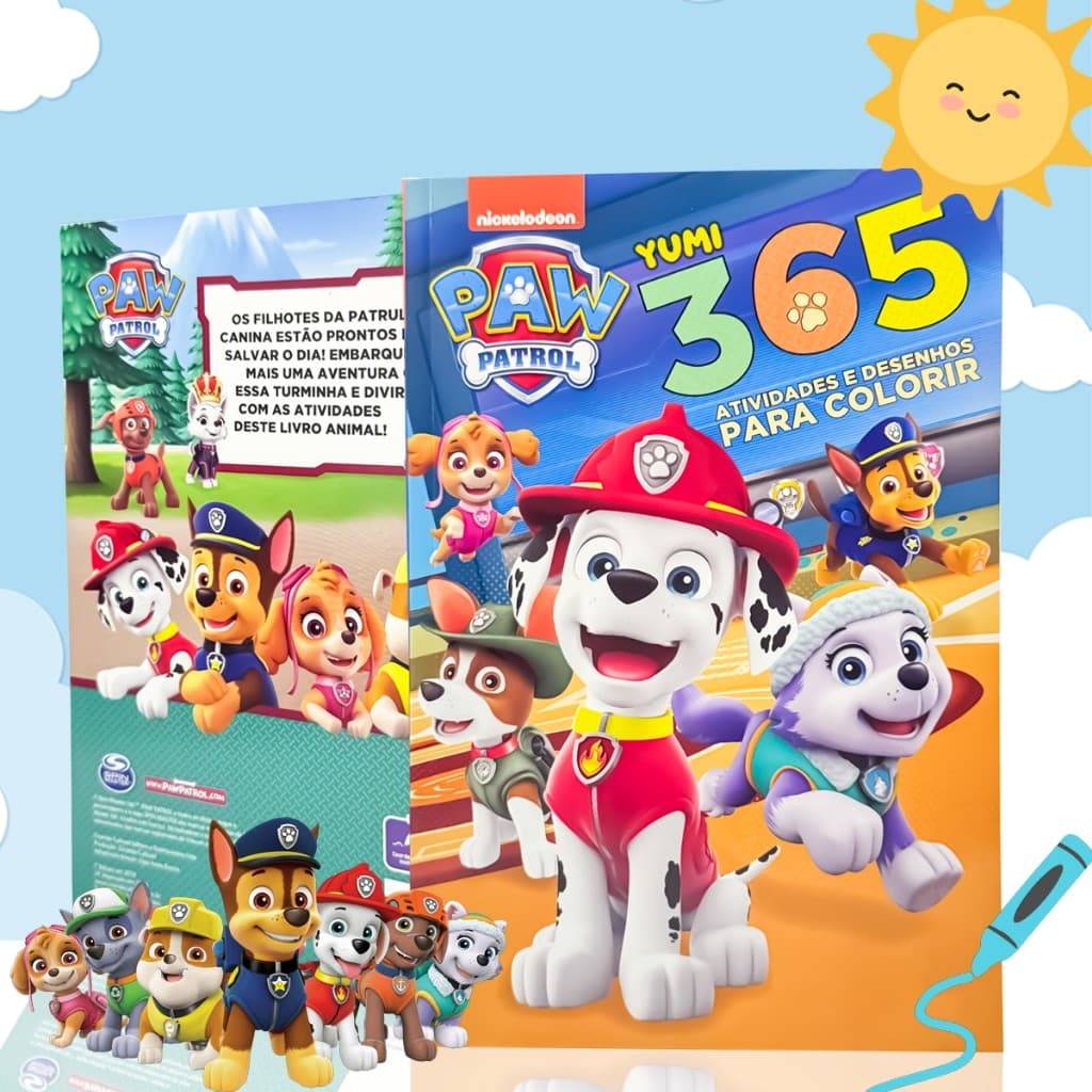 Livro Infantil : 365 Atividades E Desenhos Para Colorir Patrulha Canina | Passa Tempo Educativo - Para Crianças