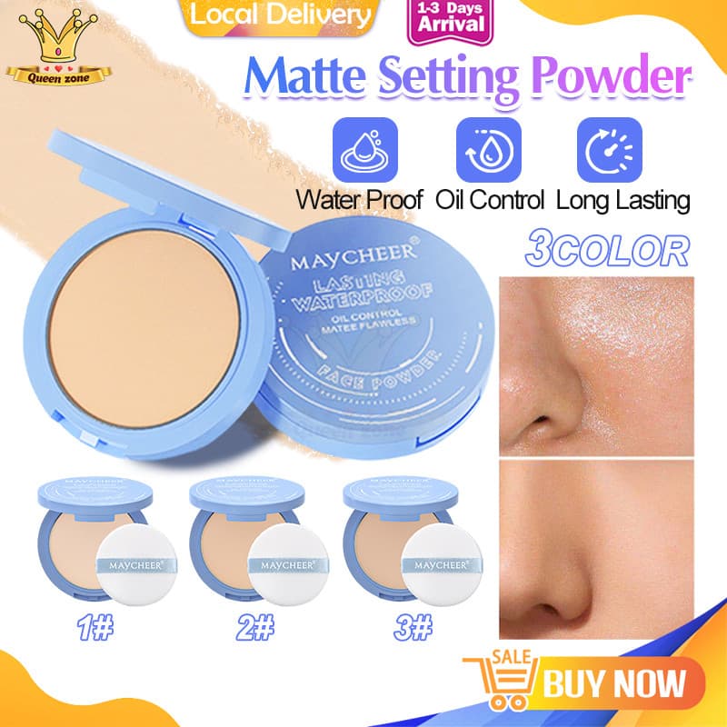 Pó Compacto Impermeável, Acabamento Matte, Leve, Controlador de Oleosidade, Maquiagem Clareadora, Pó Corretivo