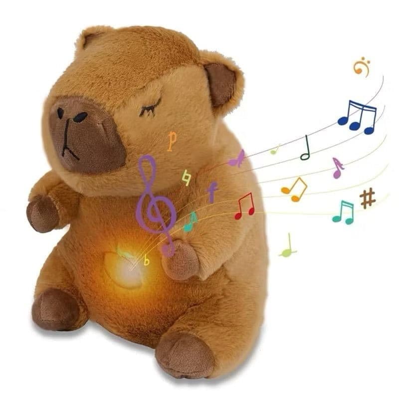 Urso Pelúcia Capivara Que Respira Filó Anti-Ansiedade Com Luz E Som Acalma