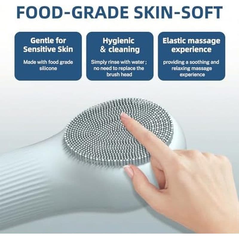 Escova elétrica de limpeza de Silicone, 3 modos e 45°Aquecimento C, IPX7 à prova d'água, escova de limpeza Facial recarr