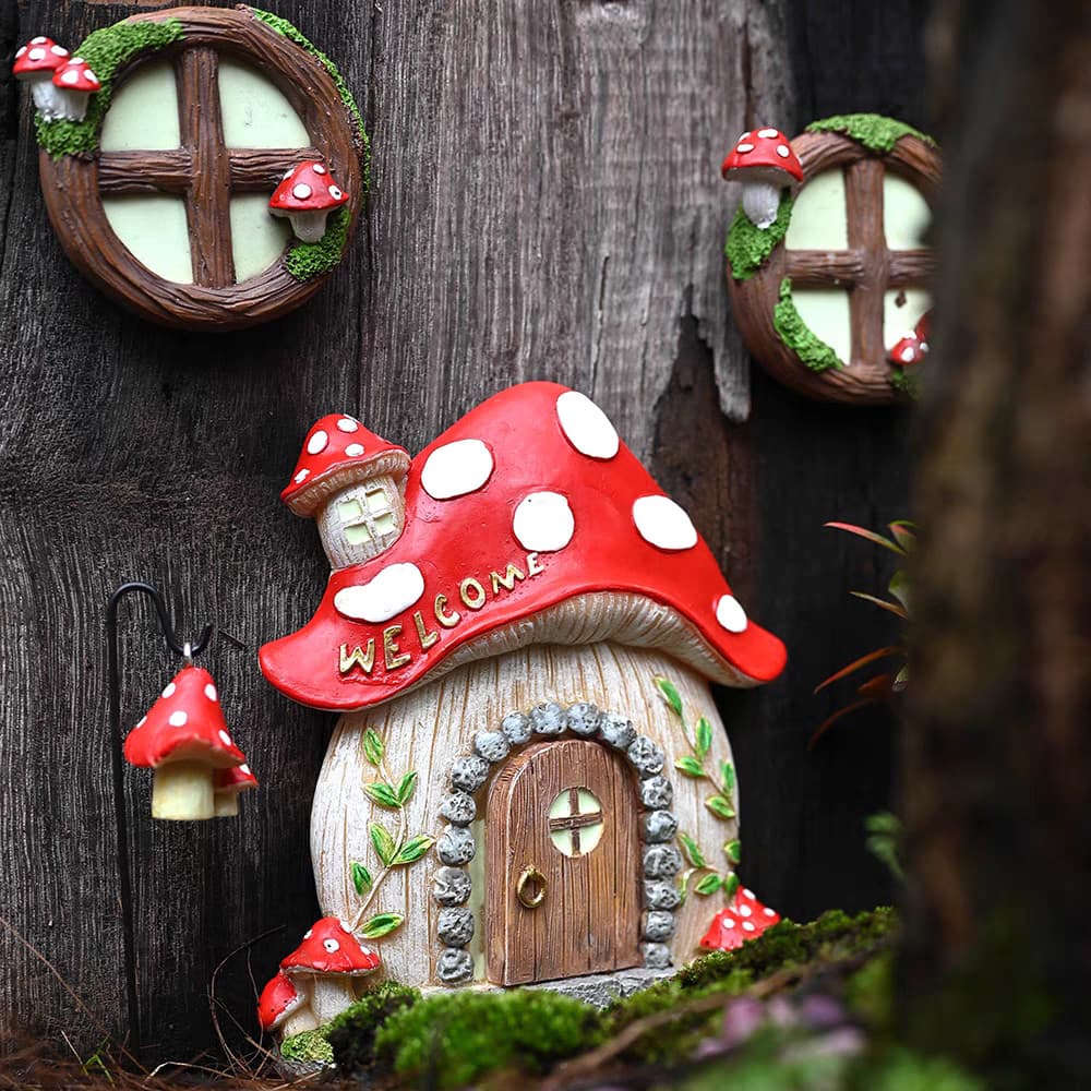 Criativo criativo novos produtos portas de cogumelo janelas decoração do jardim ao ar livre pingentes criativo jardim pá