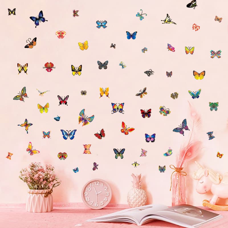 61 adesivos de parede borboleta romântico quente sala estar quarto janela guarda-roupa decoração adesivos removíveis col