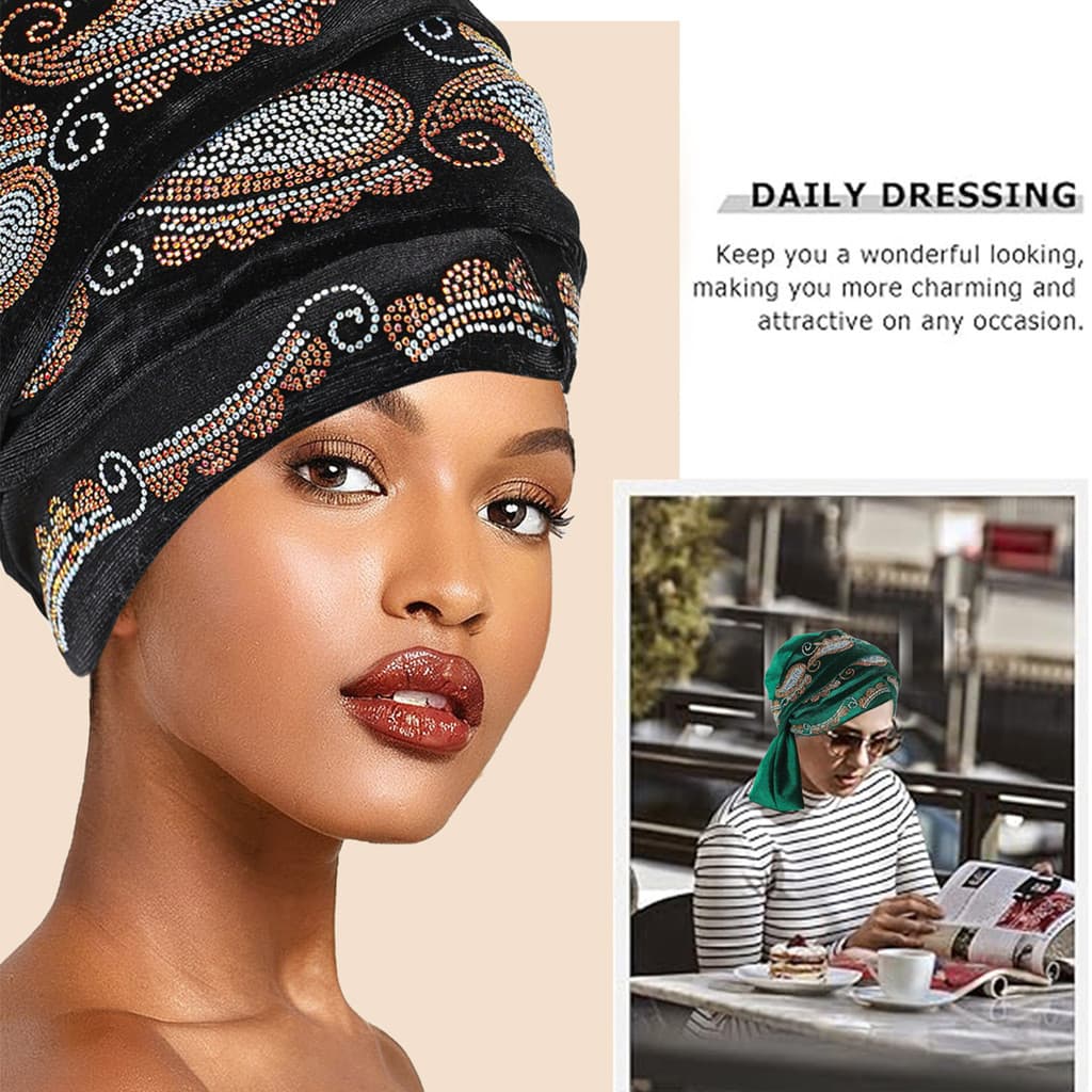 Novo estilo quente diamante veludo turbante chapéu venda quente senhoras testa cruz Baotou boné turbante de veludo