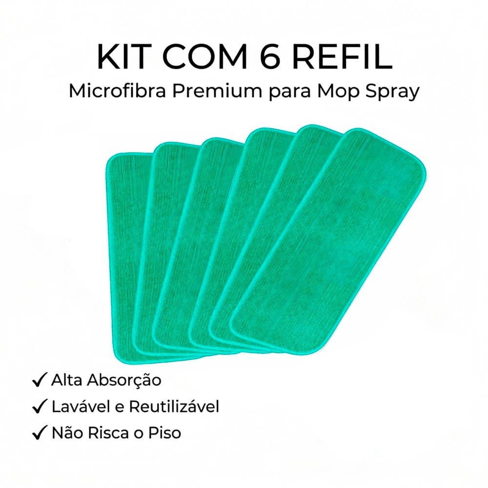 6 Unidades de Refil Rodo Mop Limpeza Spray Microfibra Esfregão