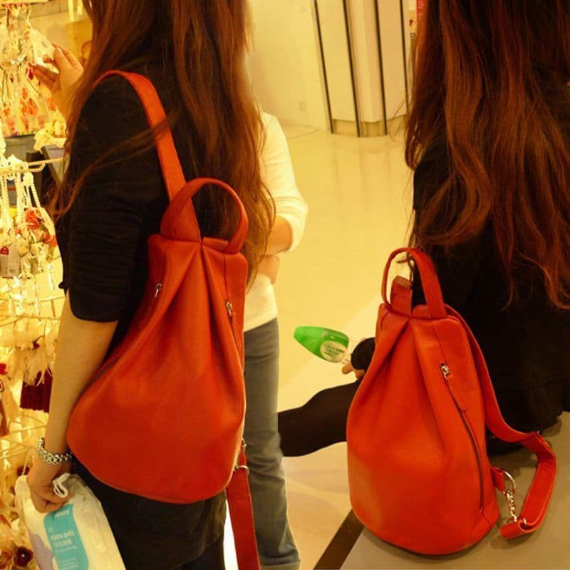Primeira camada de couro mochila feminina couro genuíno versão coreana moda na moda puro couro macio compras bolsa