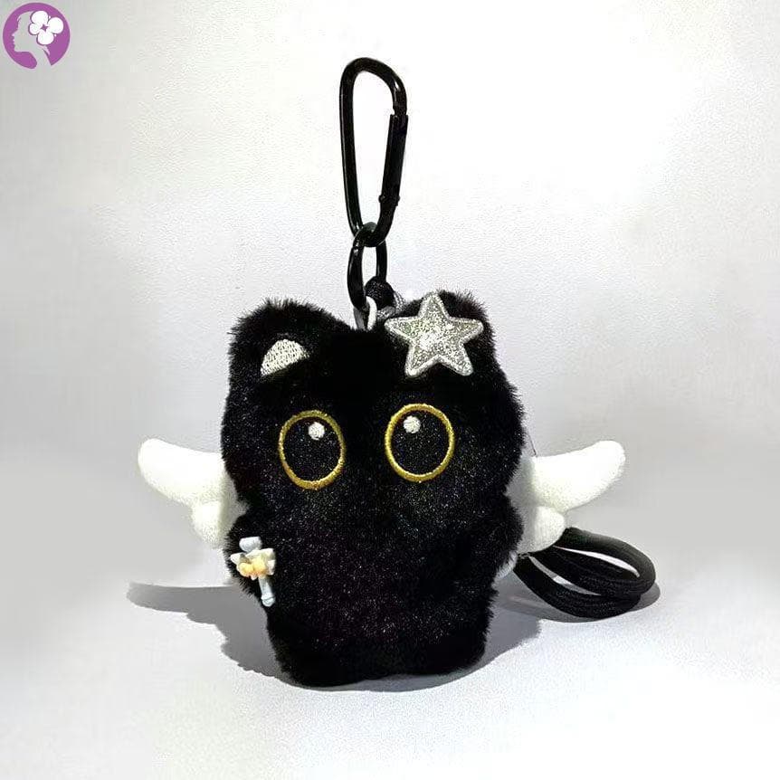 Chaveiro de Pelúcia Gato Preto - Macio e Abraçável com Design de Olhos Grandes, Adequado para Viagens de Casais 7PHF