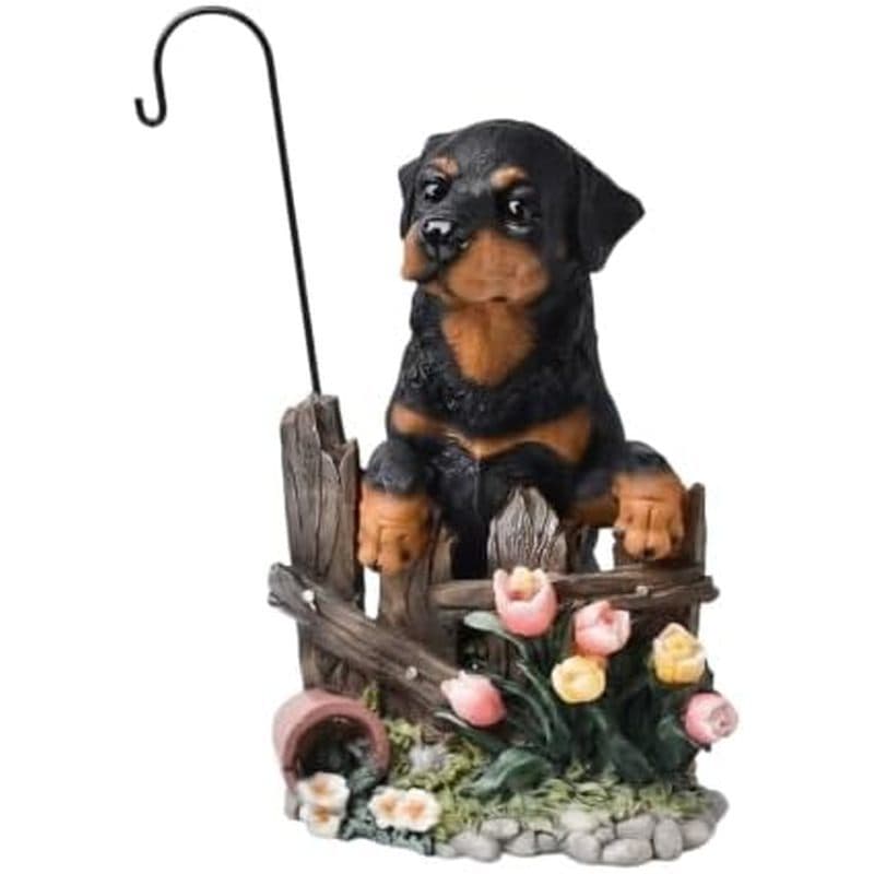 Fenteer Plantador Suspenso Estátua De Cachorro Ao Ar Livre Estatueta De Jardim Exibição De Resina Base De Cerca Gancho E