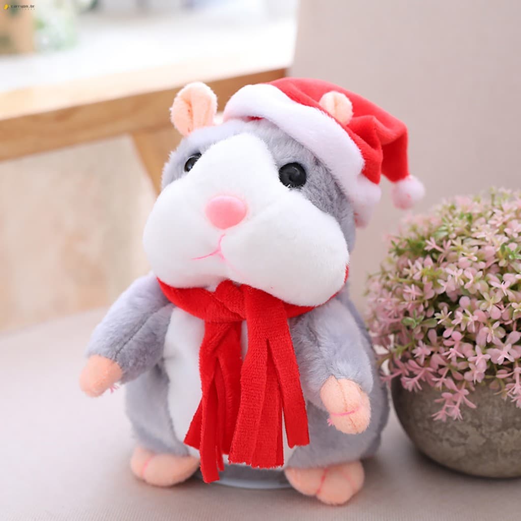 Brinquedo Elétrico De Hamster Ambulante Falante-Registro Fala Presente Para Animais De Estimação De Natal